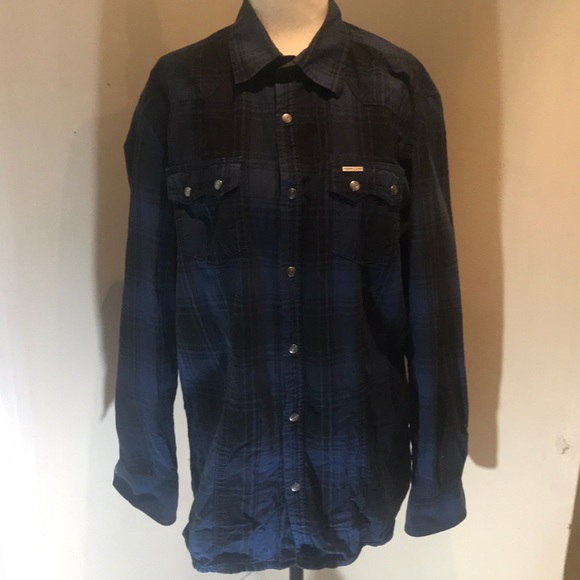 “POINT ZERO” Blue Plaid Men’s Shirt. - Picture 3 of 11